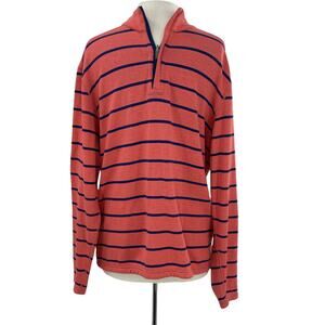 Southern Tide Sweater Mens Large Blue Striped Sweatshirt Pullover 1/4 Zip Preppy